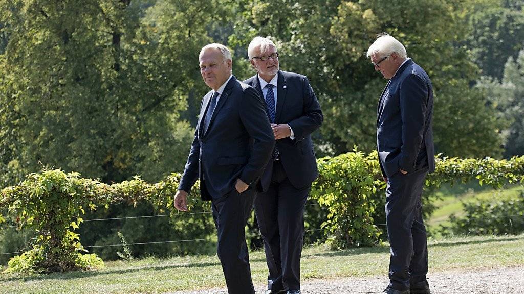 Die Aussenminister Deutschlands (l.), Frankreichs (r.) und Polens wollen nach dem Brexit den Zusammenhalt der EU stärken.