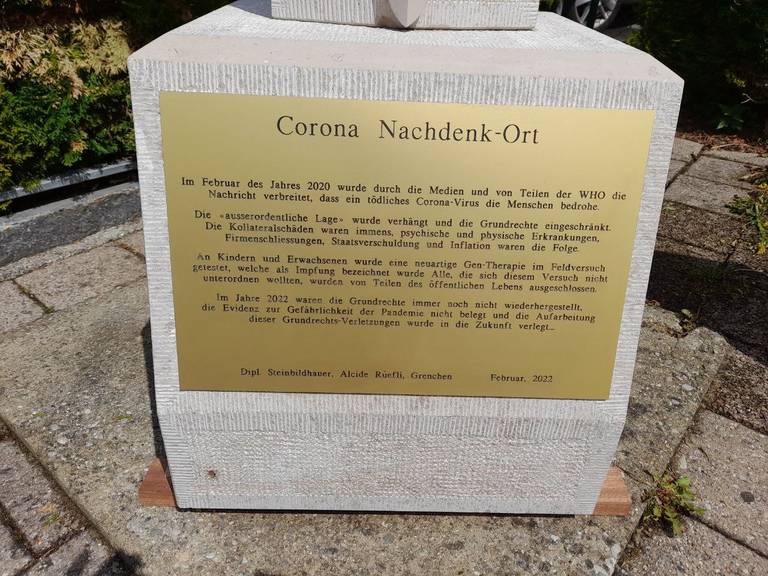 Corona Nachdenk-Ort: Auszug aus der Inschrift