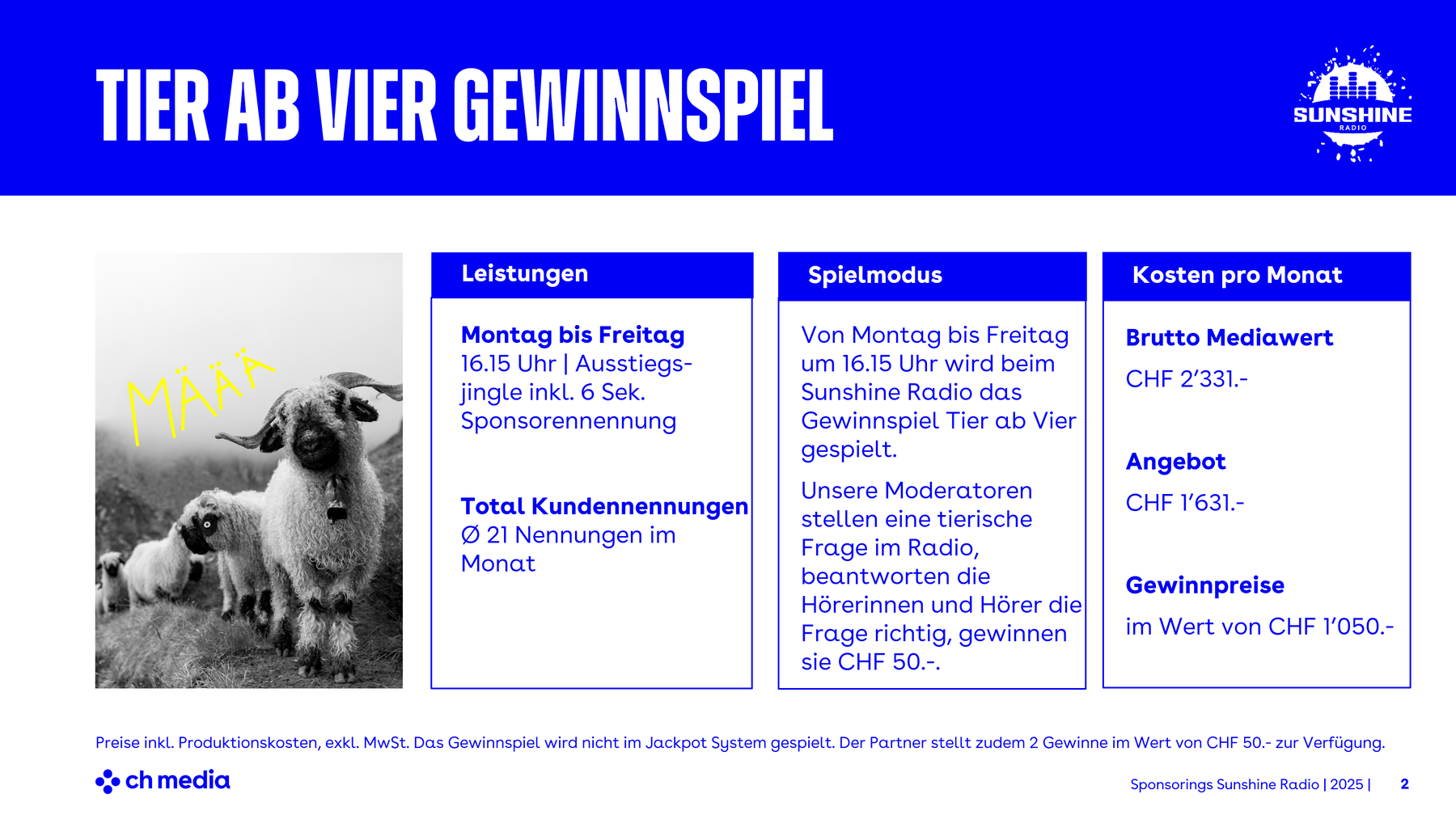 Sunshine Tier ab Vier Angebot 2025