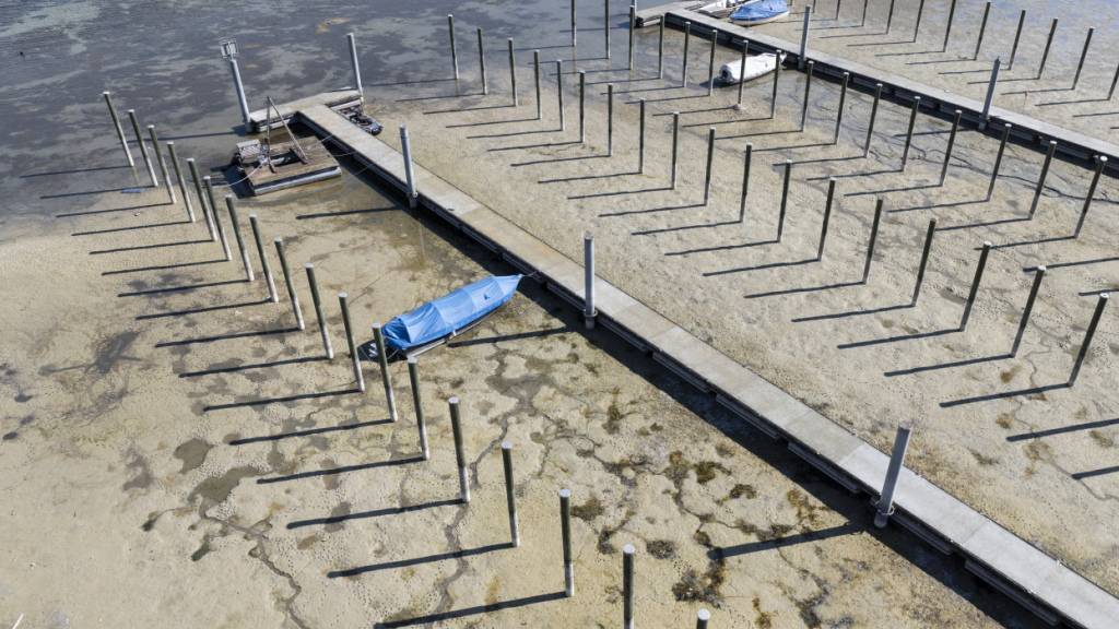 Bereits im vergangenen Jahr sank der Pegel des Untersees auf ein historisch tiefes Niveau: Gestrandete Boote im Hafen von Mannenbach. (Archivbild)