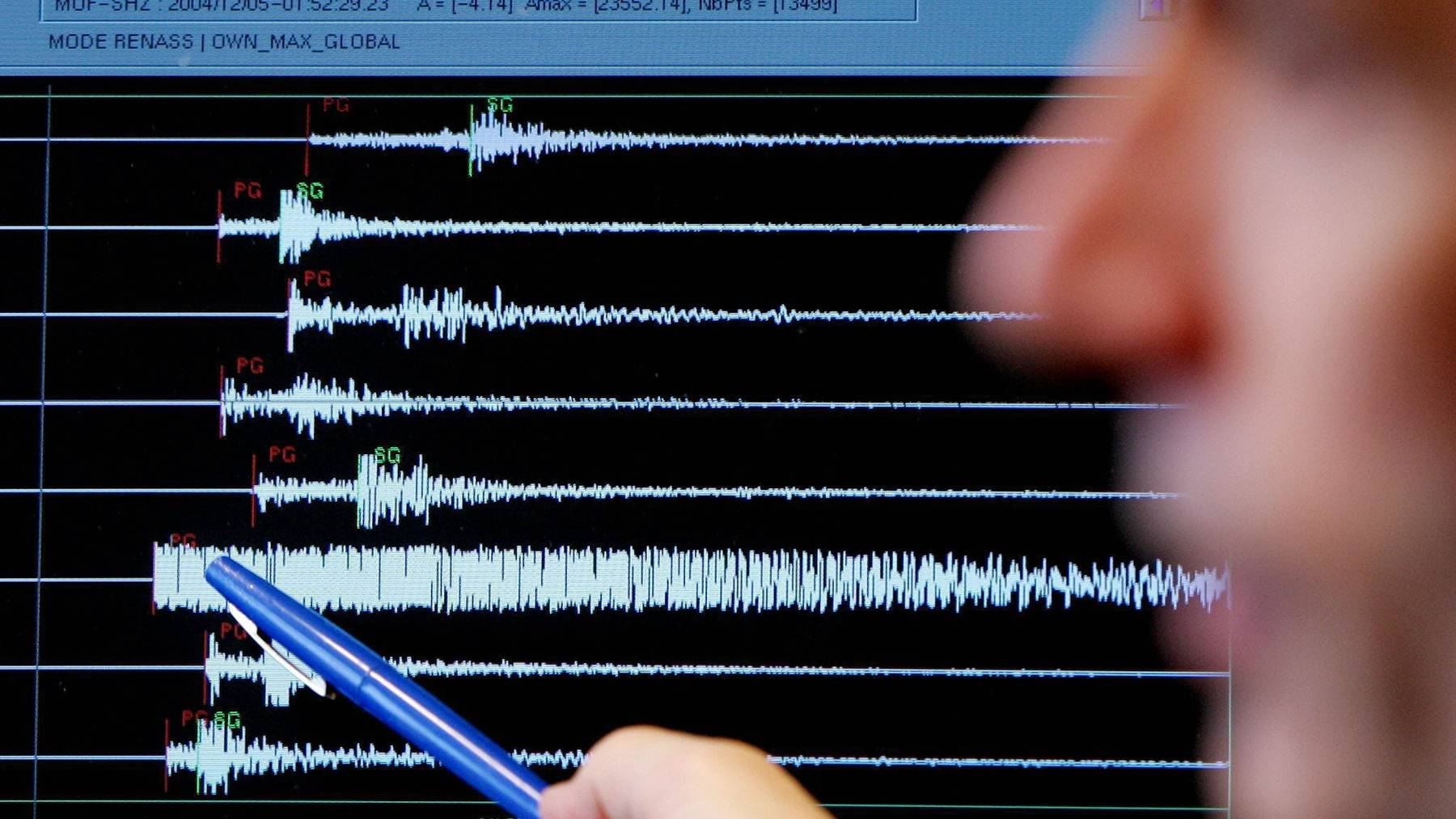 Ein Graph registriert die Erschütterung eines Erdbebens.