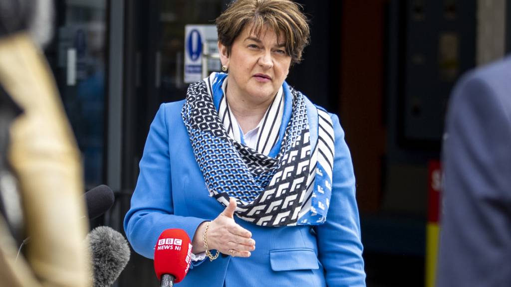 Arlene Foster, Nordirlands Regierungschefin und Parteivorsitzende der Democratic Unionist Party (DUP). Foto: Liam Mcburney/PA Wire/dpa