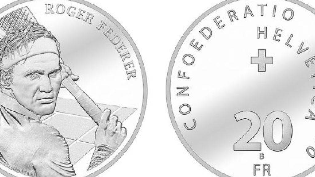 Die Vorder- und Rückseite der 20-Franken-Silbermünze von Swissmint zu Ehren von Roger Federer. Im Mai 2020 folgt eine Roger-Federer-50-Franken-Goldmünze mit einem anderen Sujet.