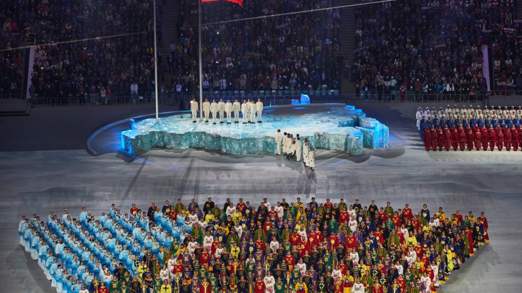 Erstmals seit 2014 - hier anlässlich der Olympischen Spiele in Sotschi - wird an einem Grossevent wieder die russische Flagge gehisst