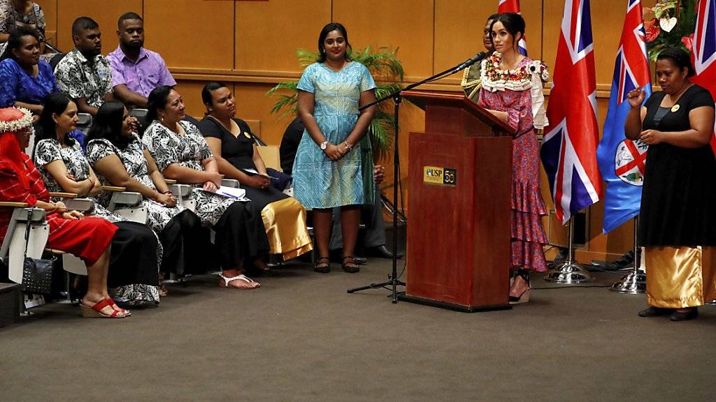 Herzogin Meghan macht sich in einer Rede auf den Fidschi-Inseln für Frauenrechte stark.