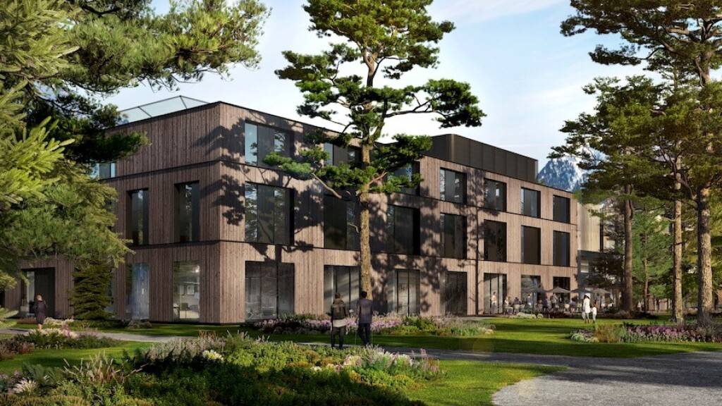 So soll der 30 Millionen Franken teuere Neubau der Klinik Gut im Kurpark in St. Moritz-Bad dereinst aussehen.