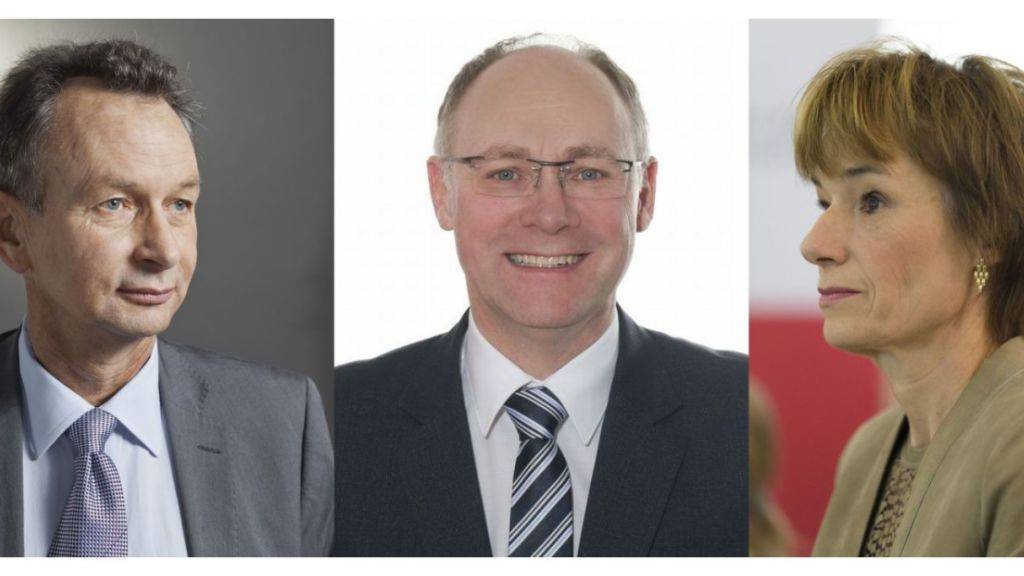 Bürgerlicher Dreikampf: Philipp Müller (FDP), Hansjörg Knecht (SVP) und Ruth Humbel (CVP) kämpfen um den freien Sitz im Ständerat.