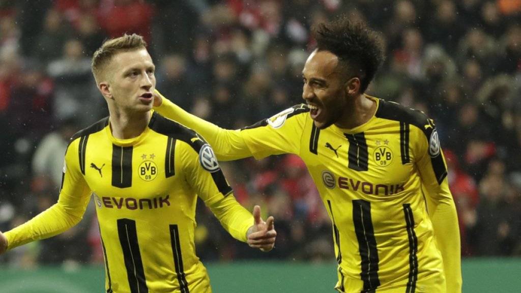 Trafen bei Dortmunds Sieg im Cup-Halbfinal in München jeweils einmal: Marco Reus (links) und Pierre-Emerick Aubameyang