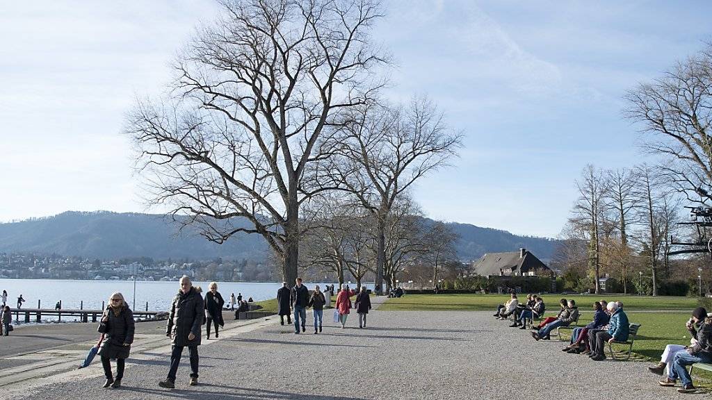 Frühlingshafte Temperaturen luden am Montag zum Spazieren ein - zum Beispiel am Zürichsee (Archiv).