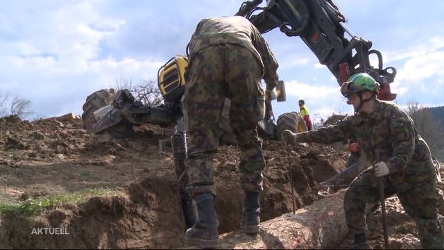 Militär sichert rutschenden Hang in Bottenwil