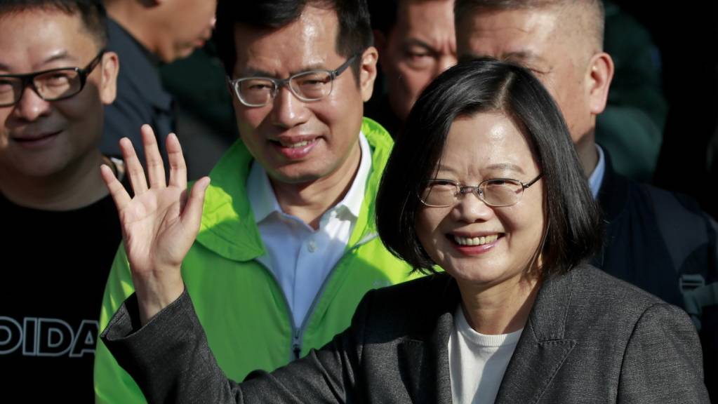 Taiwans chinakritische Präsidentin Tsai Ing-wen am Samstag in Taipeh. Sie wurde mit 57 Prozent der Stimmen für eine zweite vierjährige Amtszeit wiedergewählt.