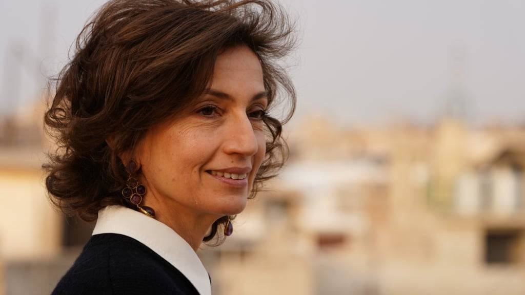 ARCHIV - Unesco-Generaldirektorin Audrey Azoulay besucht die syrisch-katholische Al-Tahira-Kirche in Mossul. Foto: Ismael Adnan/dpa