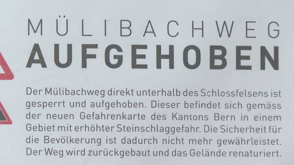 Mülibachweg in Burgdorf wegen Steinschlag-Gefahr per sofort gesperrt