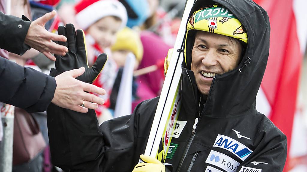 Noriaki Kasai ist ein gern gesehener Gast: Hier beim Weltcupspringen im Dezember 2018 in Engelberg