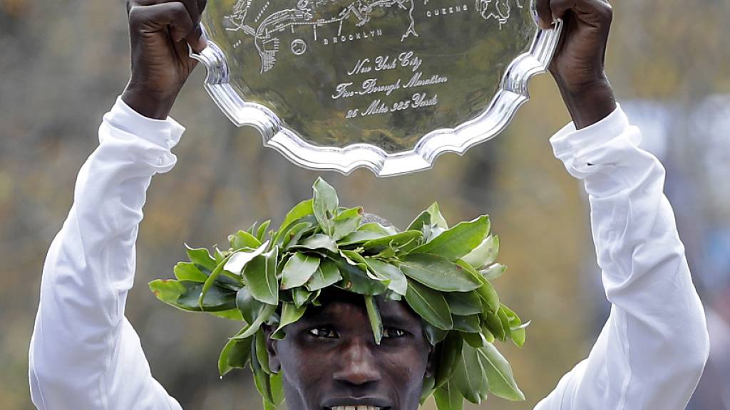 Geoffrey Kamworor, hier nach seinem Sieg am New-York-Marathon am 3. November 2019