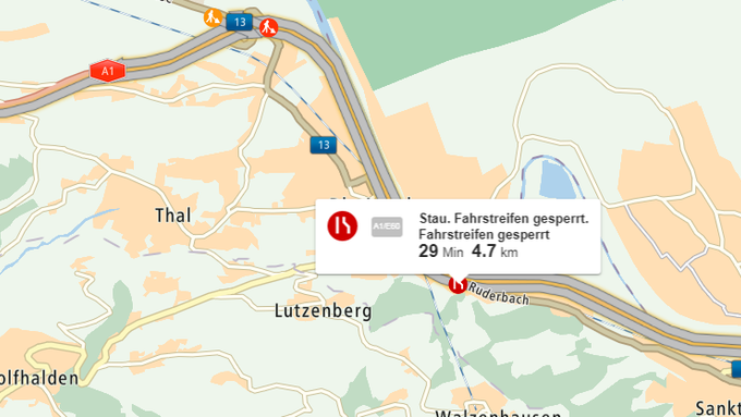 Stau vor St.Margrethen Richtung Chur