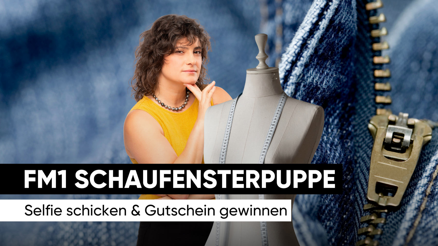 Schiesse ein Selfie mit der FM1 Schaufensterpuppe und sichere dir die Chance auf einen Gutschein vom House of Jeans.