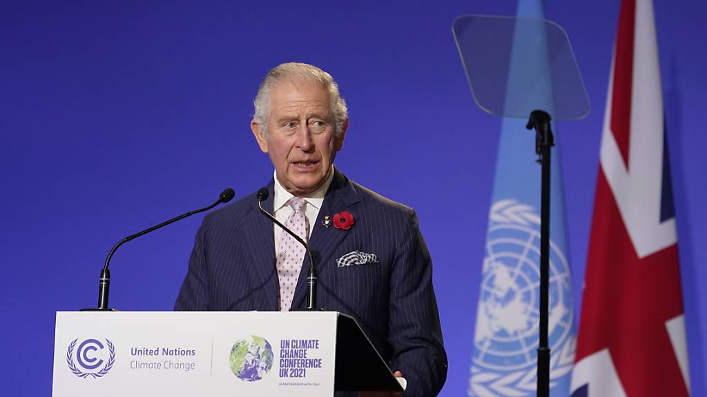 Prince Charles spricht während der Eröffnungszeremonie des UN-Klimagipfels COP26 in Glasgow. Foto: Alberto Pezzali/AP/dpa