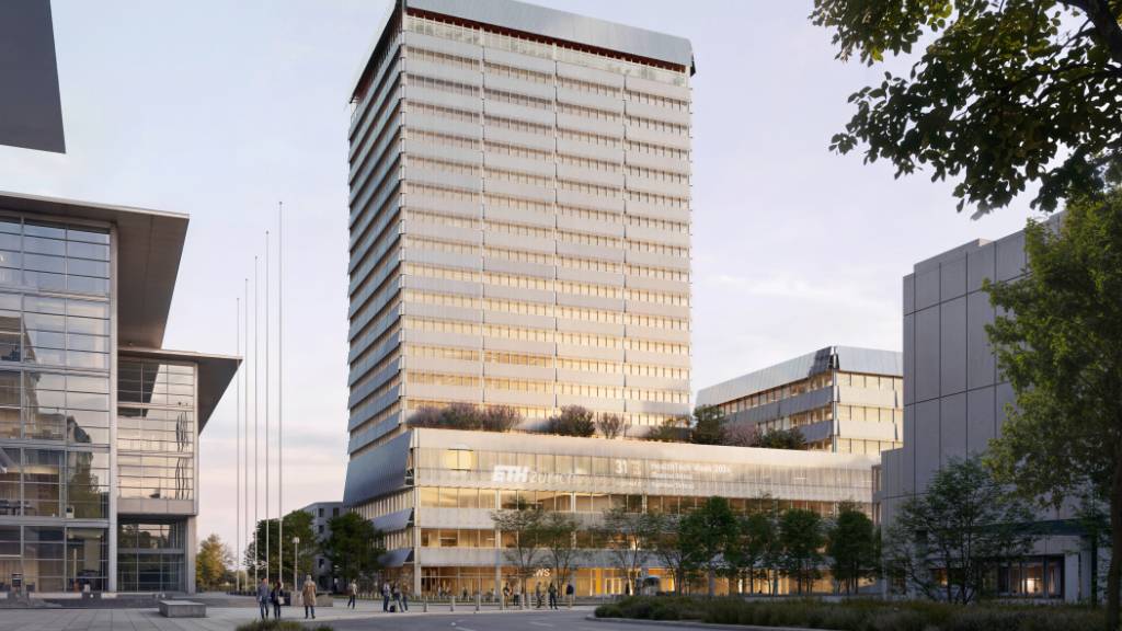 Die Visualisierung der ETH Zürich zeigt, wie das neue Gebäude auf dem Campus Hönggerberg aussehen soll.