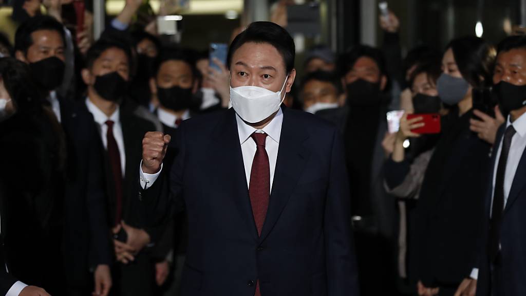 Wahlsieger Yoon Suk Yeol gilt als politischer Neuling. Foto: Han Jong-Chan/Yonhap/AP/dpa