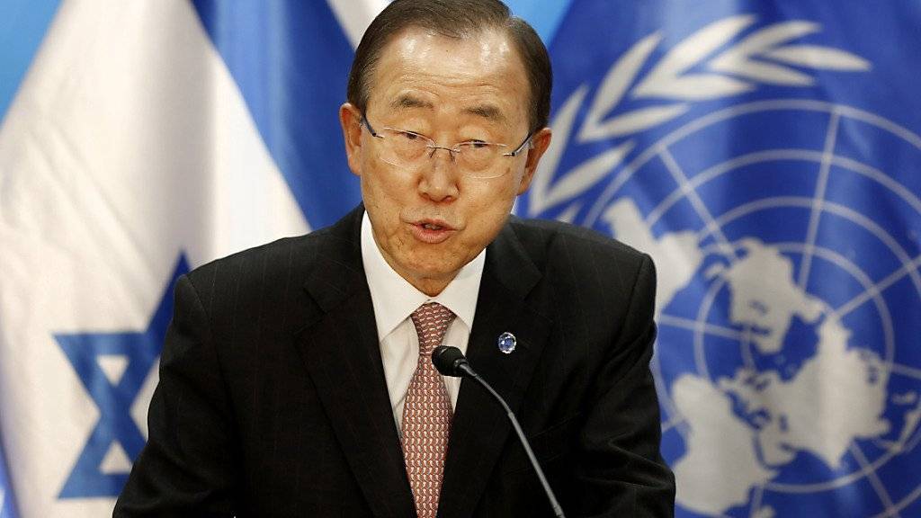 UNO-Generalsekretär Ban Ki Moon ruft in Jerusalem  zu neuem Nahost-Dialog auf.