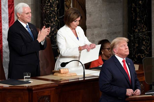 Präsident Donald Trump, Vize-Präsident Mike Pence und Sprecherin Nancy Pelosi. Archivbild.