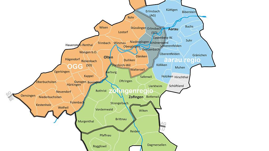 Das Agglomerationsprogramm «AareLand» betrifft Gemeinden und Planungsregionen aus drei Kantonen.