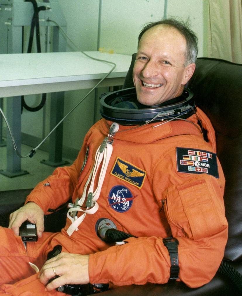 Claude Nicollier im Kennedy Space Center in Florida kurz vor seinem ersten Flug ins All
