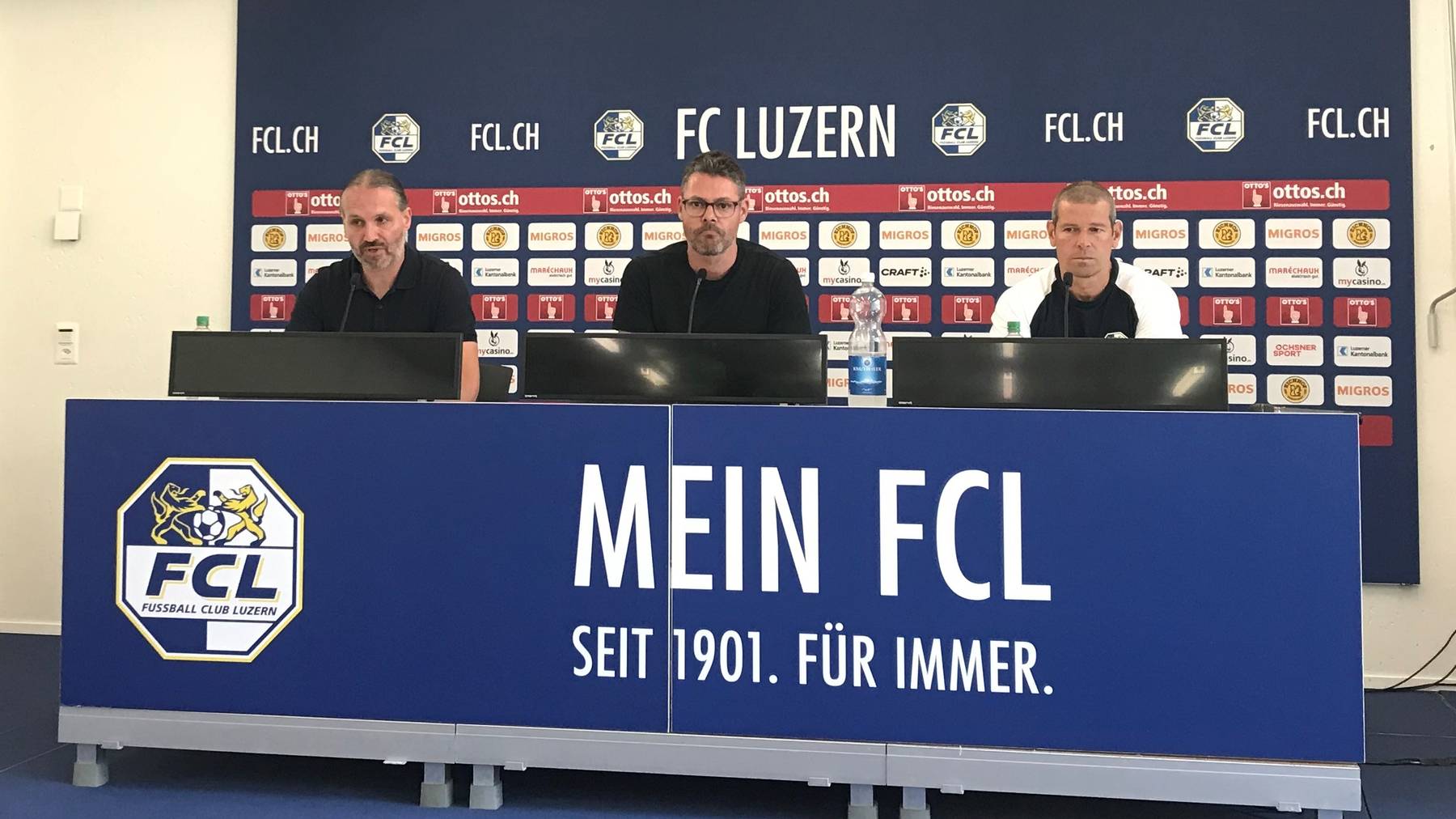 230720 Medienkonferenz FCL mit Remo Meyer und Mario Frick // FC Luzern