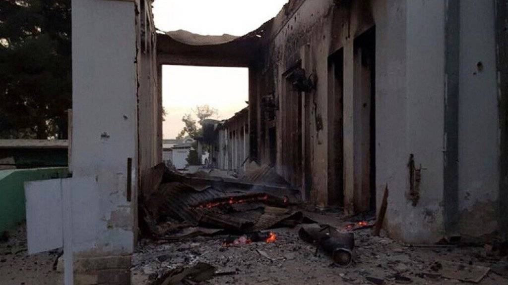 Das zerstörte Gebäude der Organisation MSF.