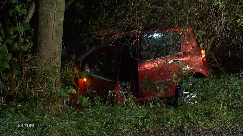 25-jähriger Autofahrer prallt in Dottikon in Baum