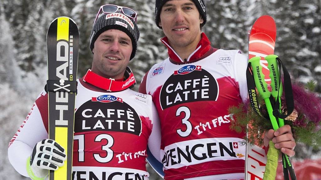 Beat Feuz und Carlo Janka mit schneller Fahrt im einzigen Training zur letzten Saisonabfahrt in St. Moritz (Archivbild)
