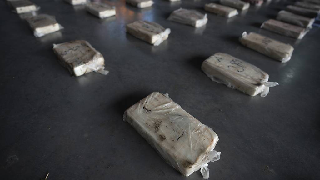 Beschlagnahmtes Kokain wird der Presse in einem Polizeihangar gezeigt. Foto: Victor R. Caivano/AP/dpa