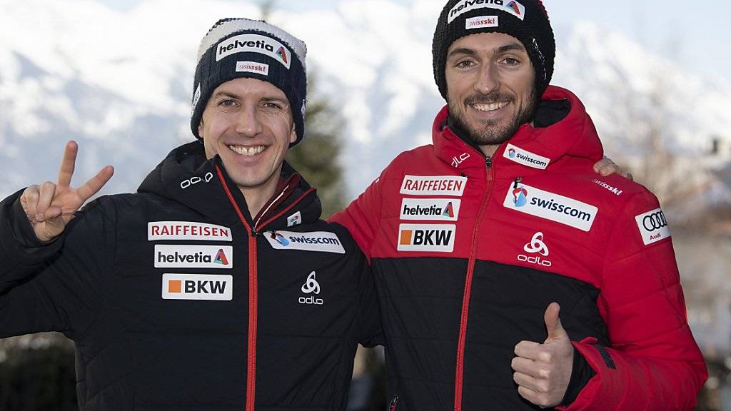 Dürfen sich gute Hoffnungen für den ersten WM-Wettkampf der Skispringer machen: Simon Ammann (li.) und Killian Peier