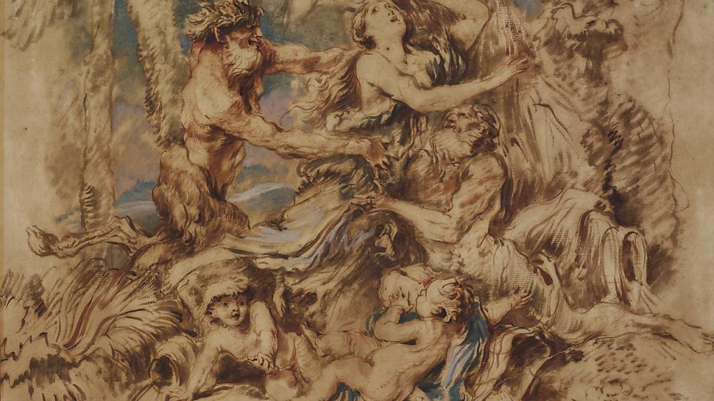 Diese Zeichnung, die von Satyrn überraschte Nymphen zeigt, schuf der italienische Grafiker Giovanni Benedetto Castiglione vermutlich zwischen 1630 und 1664. Das Bild ist ab Freitag im Kunsthaus Zürich zu sehen.