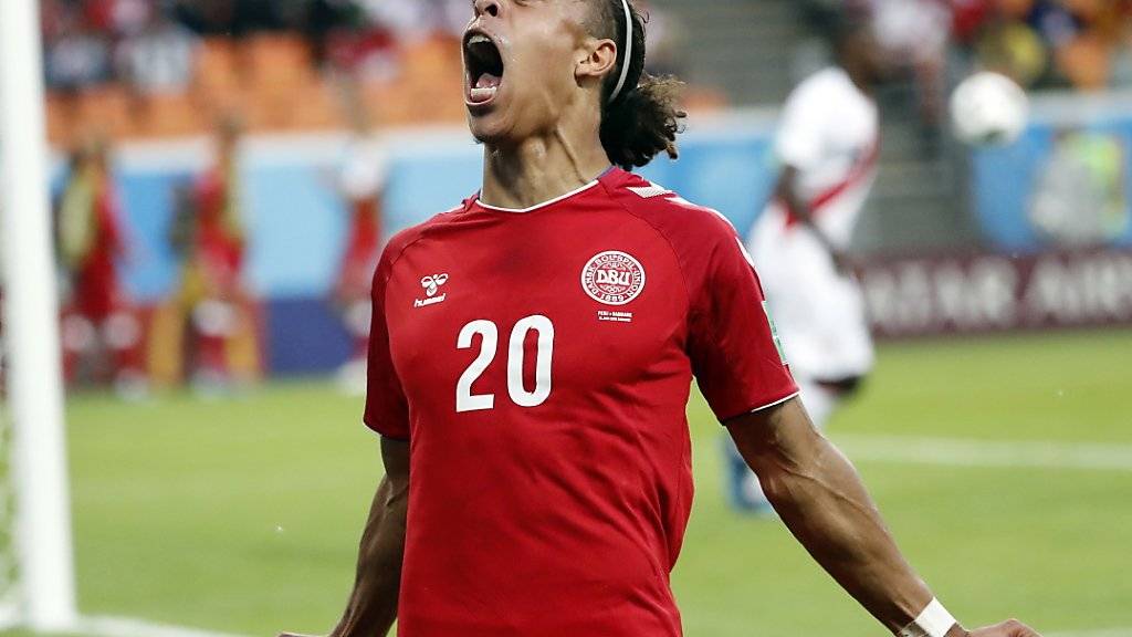 Mit seinem Tor bescherte er Dänemark gegen Peru einen glückhaften 1:0-Sieg: Yussuf Poulsen