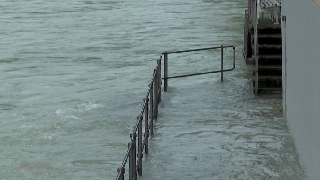 Angespannte Lage in Bern vor dem nächsten Regen: Feuerwehr fischt Schwemmholz beim Schwellenmätteli aus der Aare