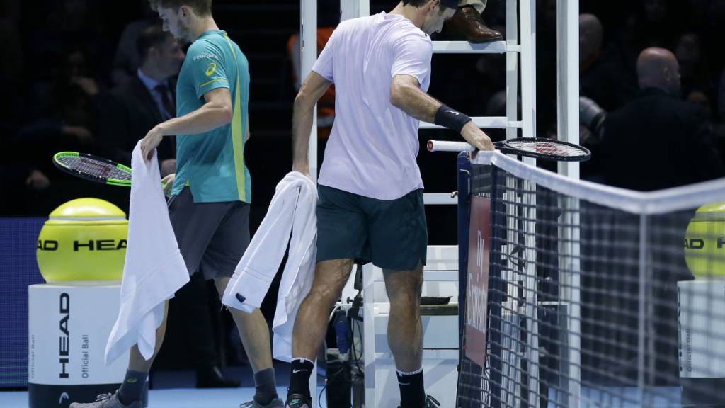 Goffins grösster Sieg - in den Halbfinals des Masters Cup in London besiegte er Roger Federer (rechts)