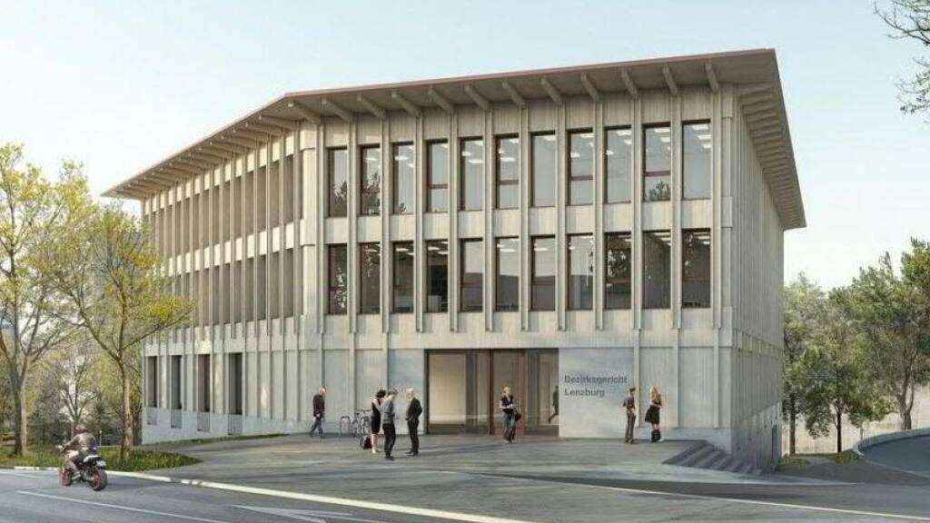 Das neue Bezirksgericht Lenzburg in einer Visualisierung. Im Gebäude wird auch ein Stützpunkt der Kantonspolizei Aargau eingerichtet.