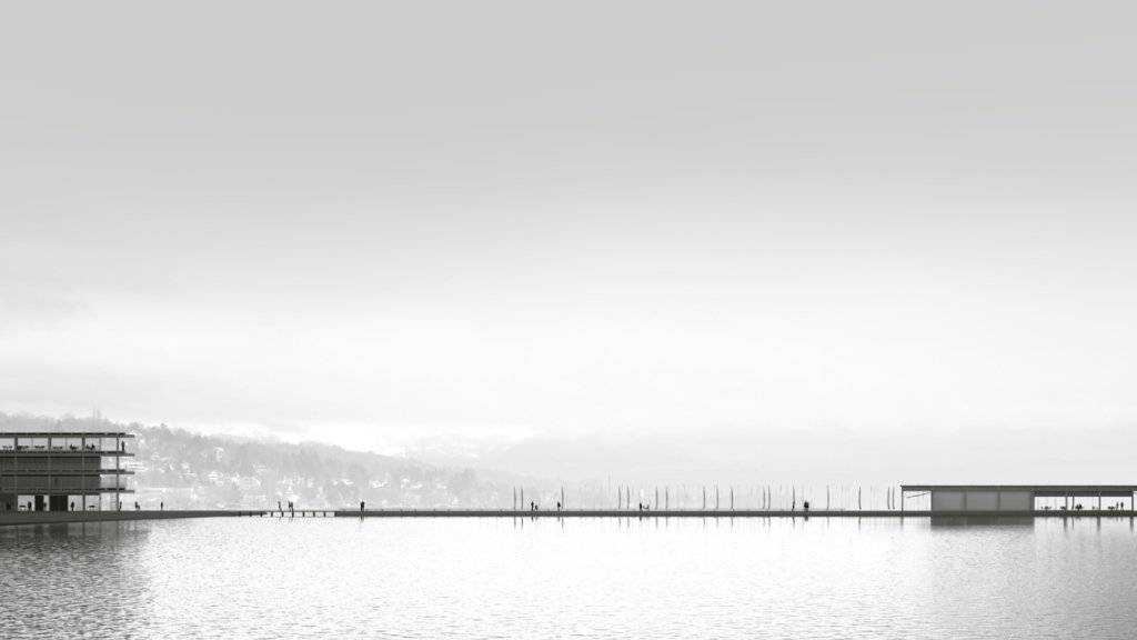 Eine etwa 150 Meter lange Mole in den See hinein wird das Herzstück des neuen Hafens in Zürich-Tiefenbrunnen.
