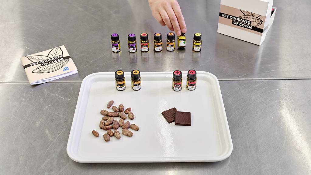 Das von den Zürcher Forscherinnen entwickelte Aroma-Kit besteht aus 25 Fläschchen mit den Schlüsselaromen von Kakao. (Pressebild)