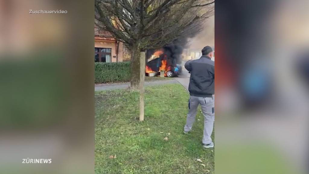 Auto geht in Winkel ZH in Flammen auf