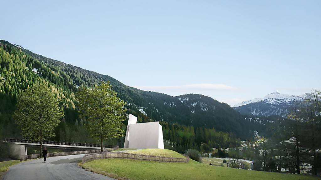 Die erste Schweizer Autobahnkirche der Schweiz im Modell von aussen betrachtet.
