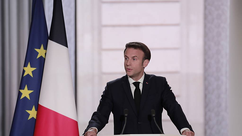 Emmanuel Macron, Präsident von Frankreich, spricht während der Zeremonie zur Einführung seiner zweiten Amtszeit. 
