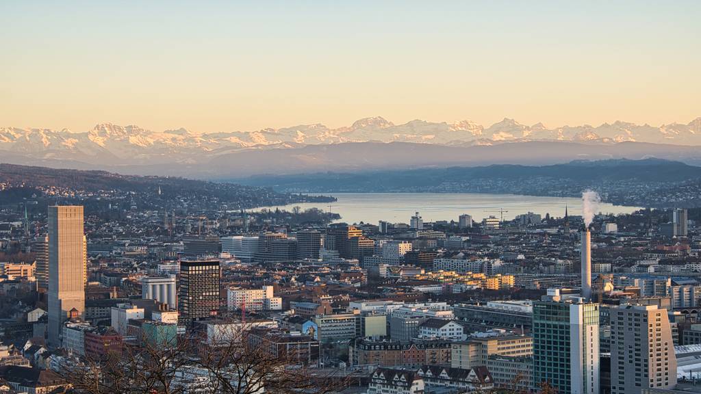 Stadt Zürich, fotografiert vom Aussichtspunkt Waid