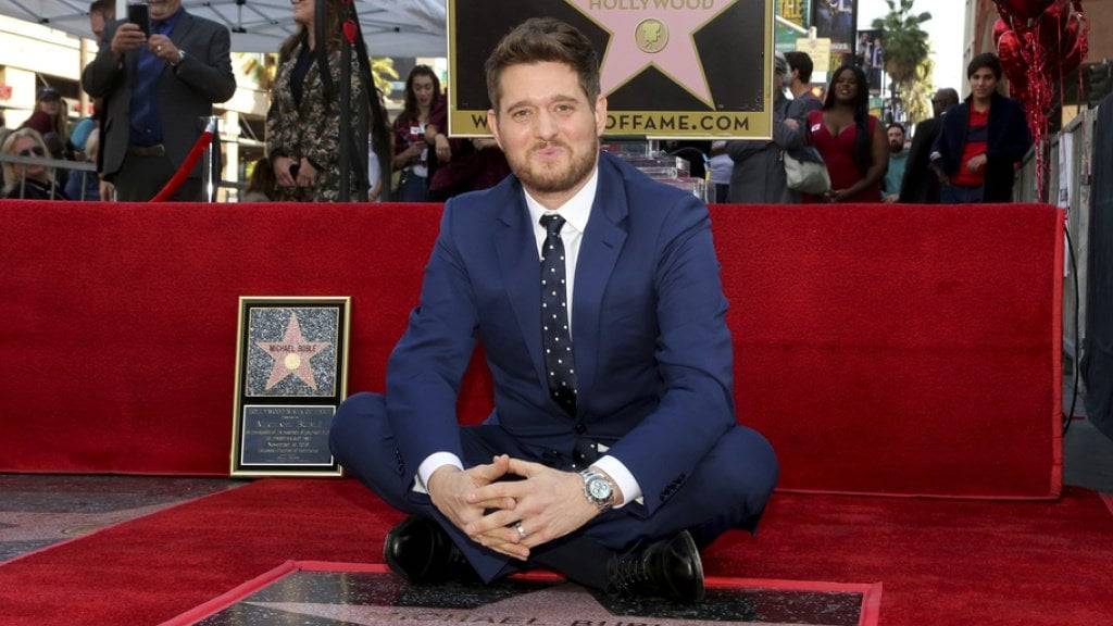 Michael Bublé bei seinem Stern auf dem «Walk of Fame».