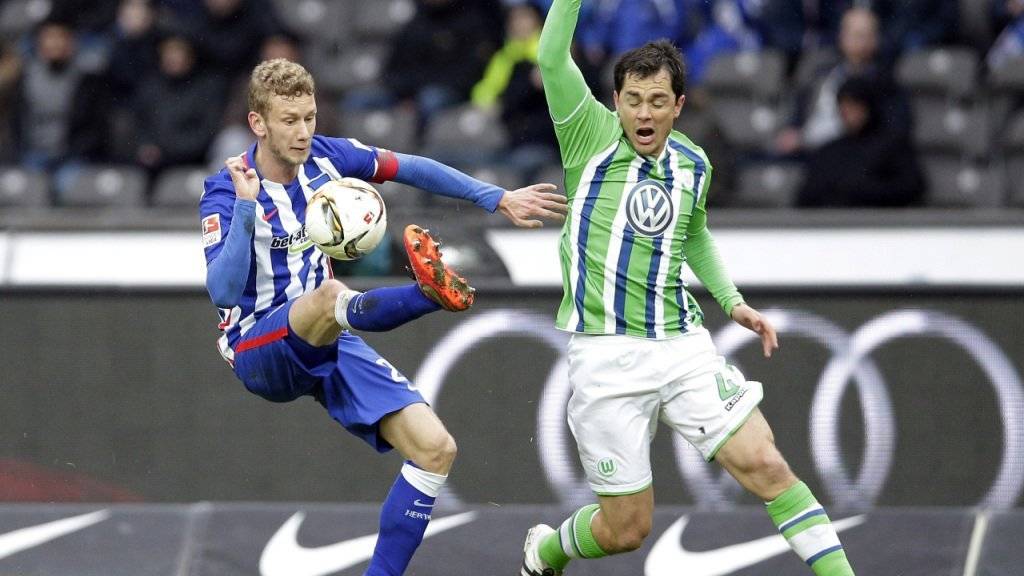 Fabian Lustenberger (links) kämpft mit Hertha Berlin um die Teilnahme in der Champions League