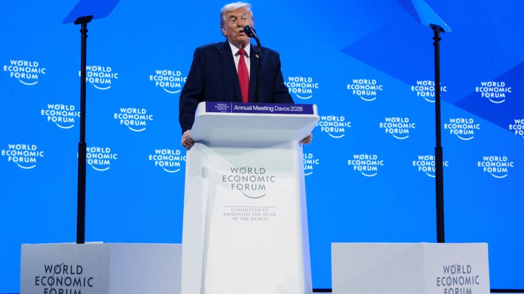 US-Präsident Donald Trump hält eine Rede während der Jahrestagung des Weltwirtschaftsforums in Davos. Foto: Evan Vucci/AP/dpa
