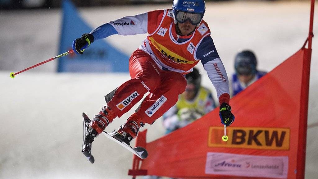 Romain Détraz auf dem Weg zum Sieg beim Skicross-Sprint in Arosa