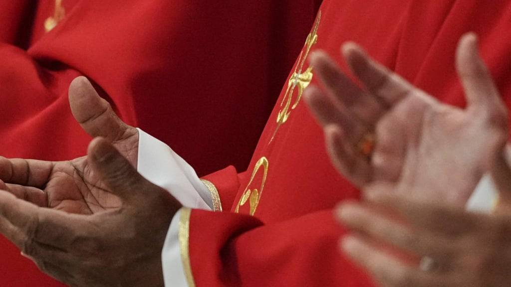 Kardinäle nehmen am vierten von neun Trauertagen für den verstorbenen Papst Franziskus an einer Messe im Petersdom teil. Foto: Andrew Medichini/AP/dpa
